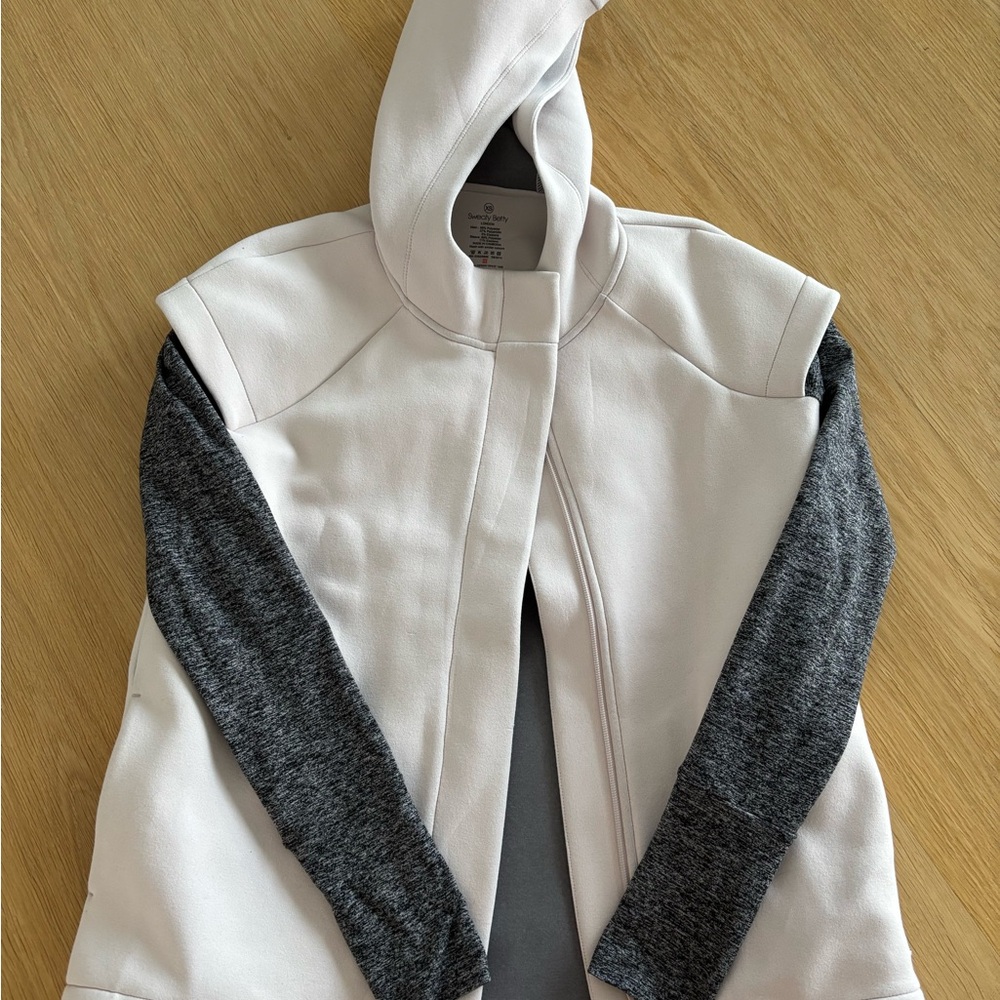 Sweaty Betty Blush and Gray Hooded Vest with Sleeves